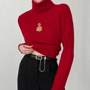 Lauren petite black turtleneck sweater wool and rabbit hair